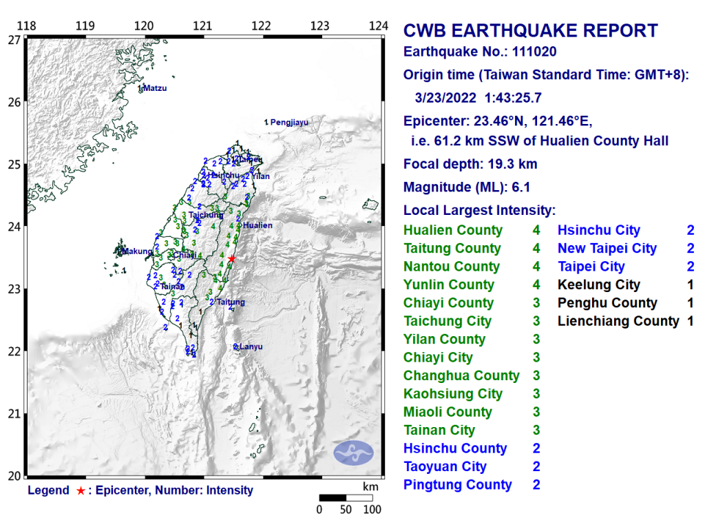 Magnitude 6.6 earthquake strikes southeast Taiwan