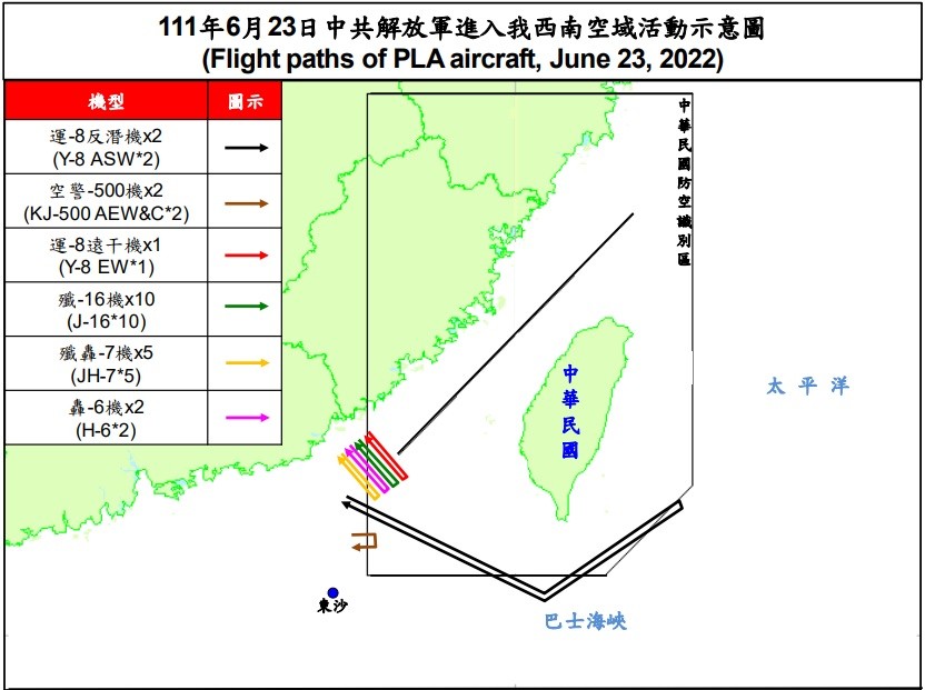 22 Chinese military aircraft enter Taiwan’s ADIZ