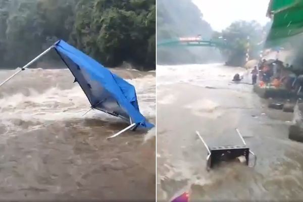 Video shows lifeguard BBQ party washed out by flood in New Taipei