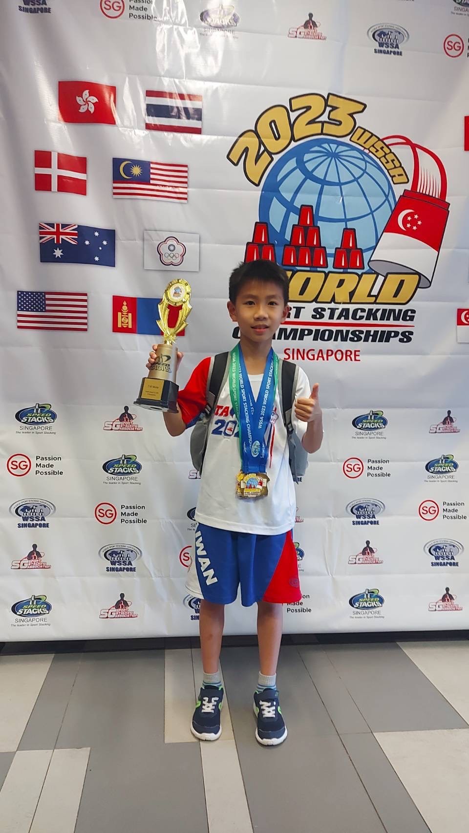Taiwanese boy wins 5 gold medals at World Sport Stacking Championship in Singapore