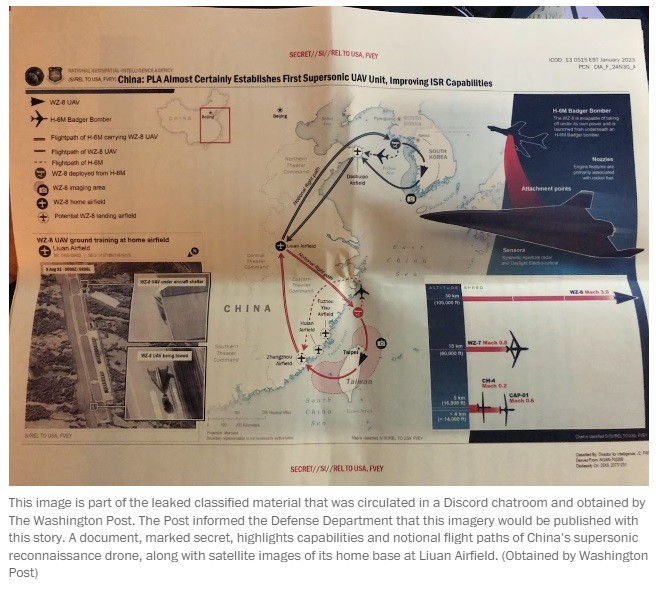 Leaked map shows 'notional' route of Chinese supersonic drones over Taiwan