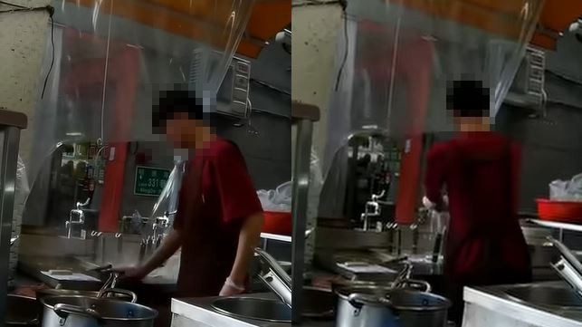 Taipei noodle shop in hot water after worker caught wringing dirty rag into vat