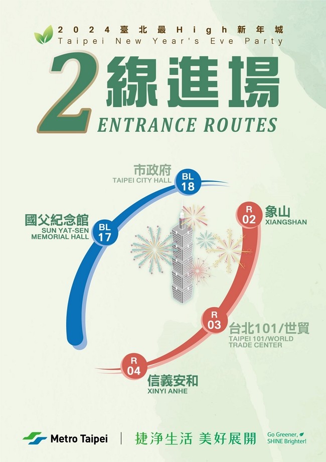 迎接2024 臺北捷運跨年42小時不收班