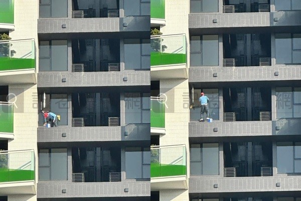 Video shows Kaohsiung man wash windows on 19th-floor without safety harness