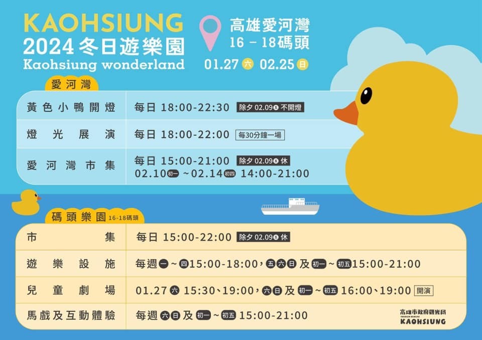 【攝影攻略】超萌黃色小鴨游進南台灣　高雄燈會2024冬日遊樂園開幕囉！