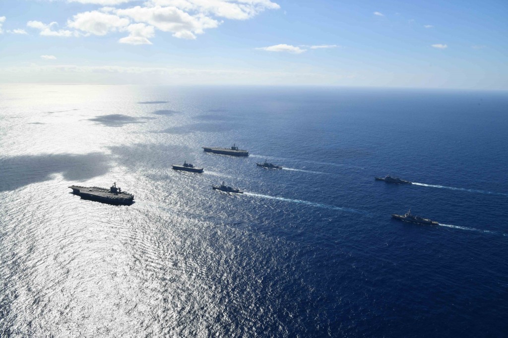 2 US carriers conduct exercises with Japanese flattop near Taiwan